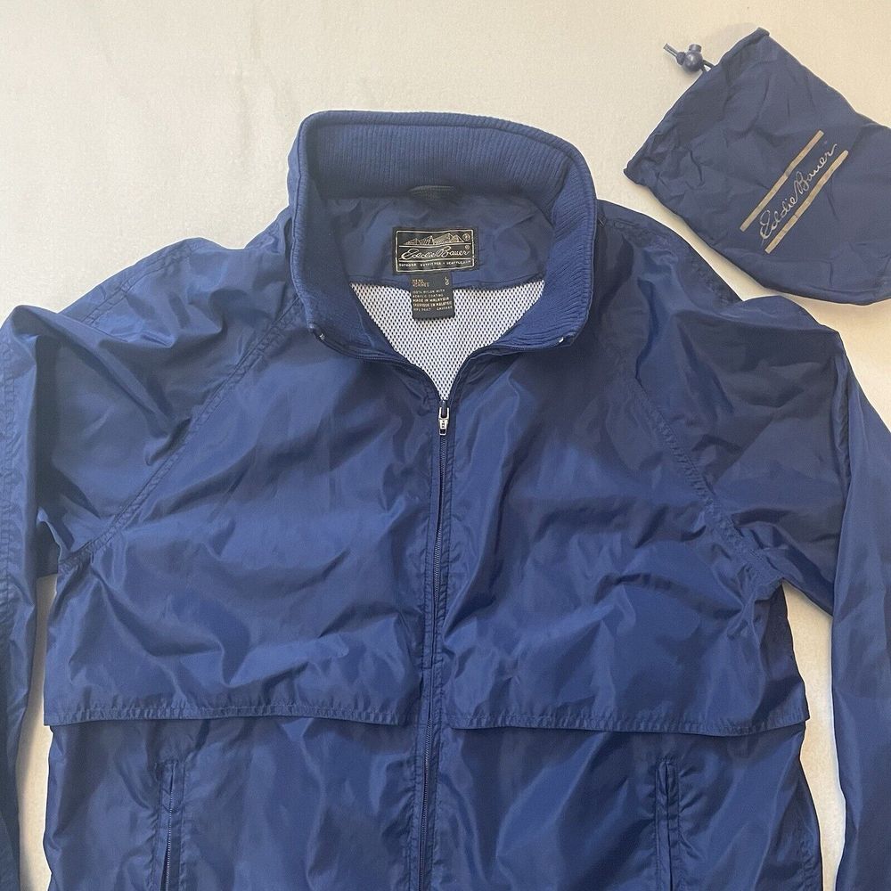 Vintage Eddie Bauer Windbreaker Packable Zip Up Jacket Hooded Men's Size L - Picture 3 of 15